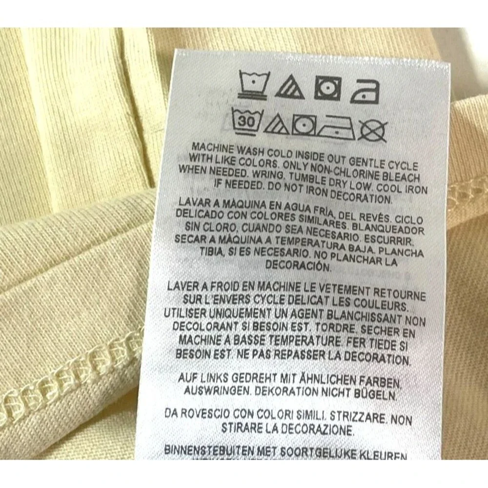 Guess Originals Butter Yellow Logo T Shirt Textured Varsity Graphic XL Cotton - Picture 8 of 8